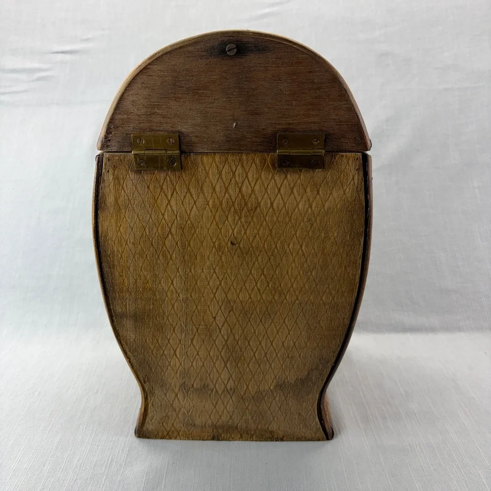 Vintage Wicker and Wood Storage Box Brown Boho Woven Latch Lid Decorative Brass
